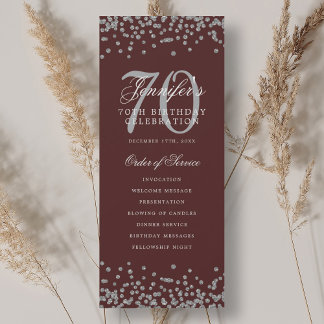 70e Anniversaire Programme Argent Confetti Bourgog