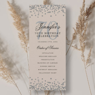 70e Anniversaire Programme Argent Confetti Champag