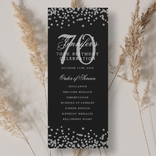 70e Anniversaire Programme Argent Confetti Noir