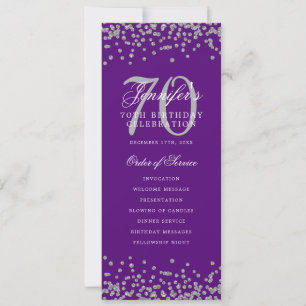 70e Anniversaire Programme Argent Confetti Purple