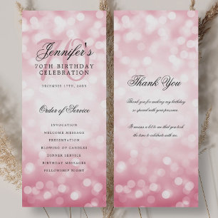70e Anniversaire Programme Blush Pink Bokeh Merci