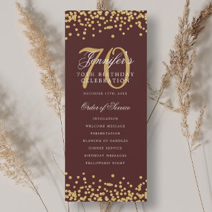 70e Anniversaire Programme Gold Bourgogne Confetti