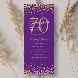 70e Anniversaire Programme Gold Purple Confetti