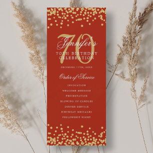 70e anniversaire Programme Gold Red Confetti