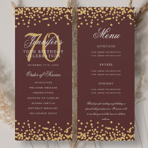 70e anniversaire Programme Menu Merci Gold Bourgog