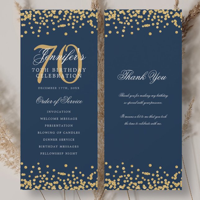 70e anniversaire Programme Merci Gold Marine (70th Birthday Program Thank You Gold Navy )