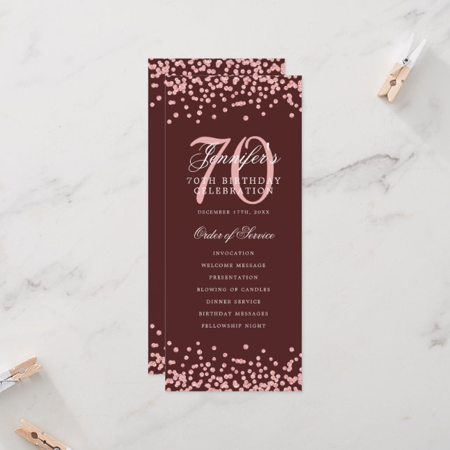 70e Anniversaire Programme Merci Rose Gold Bourgog (Devant/Arrière en situation)