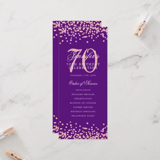 70e Anniversaire Programme Merci Rose or pourpre (Devant/Arrière en situation)