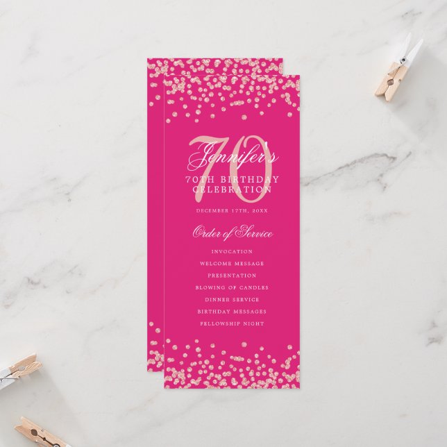 70e Anniversaire Programme Merci Rose or rose chau (Devant/Arrière en situation)