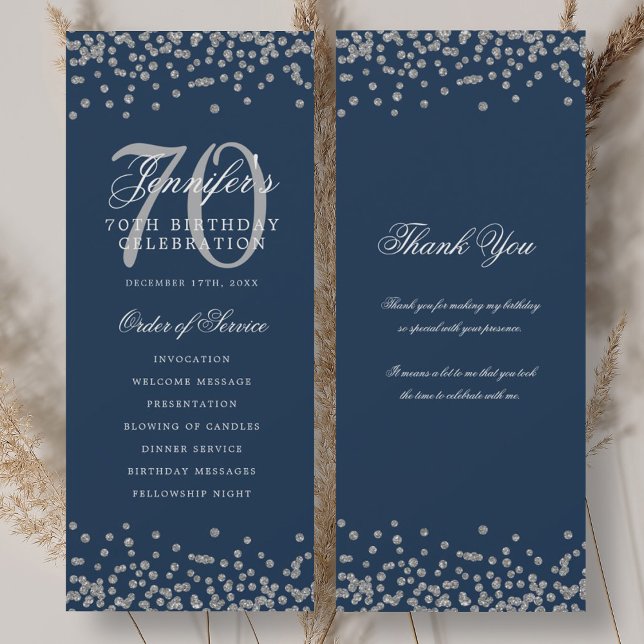 70e anniversaire Programme Merci Silver Navy (70th Birthday Program Thank You Silver Navy )