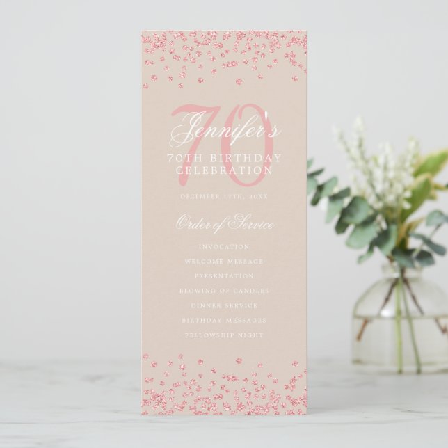 70e anniversaire Programme Rose Gold Confetti Cham (Debout devant)