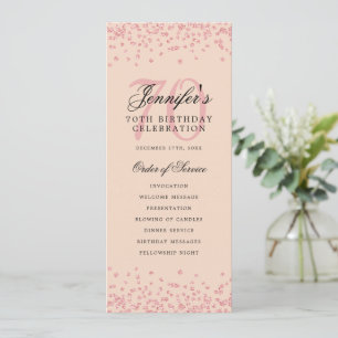 70e Anniversaire Programme Rose Gold Menu Blush