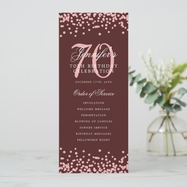 70e Anniversaire Programme Rose Gold Menu Bourgogn (Debout devant)