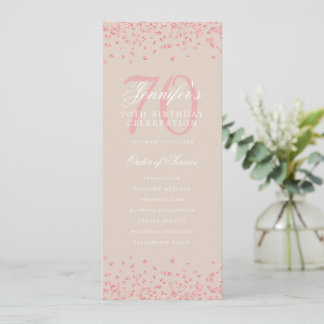 70e anniversaire Programme Rose Gold Menu Champagn