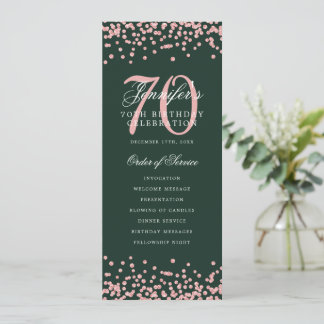 70e anniversaire Programme Rose Gold Menu Vert