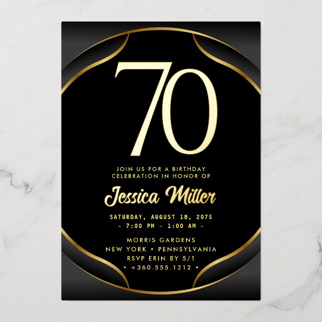 70e anniversaire Rose de fête Gold Foil Invitation (Recto)