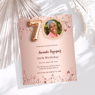 70e anniversaire rose or photo étoiles invitation