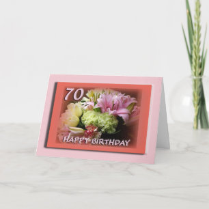 70e Bonne Carte d'Anniversaire - Bouquet de fleurs