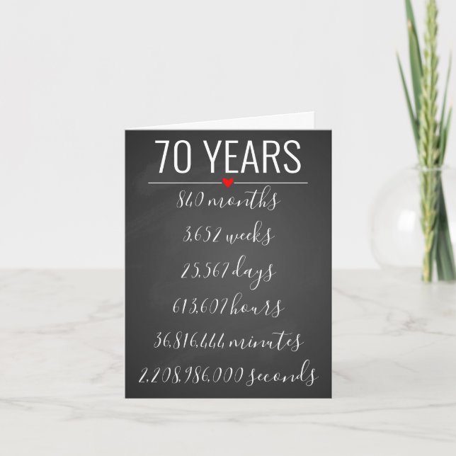 70e carte d'anniversaire, jalon, retraite (Devant)