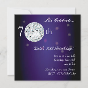 70e Invitation au bal de disco violet