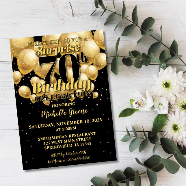 70e Invitation d'anniversaire surprise, Anniversai (Créateur téléchargé)