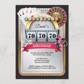 70e Poker Playing Card Casino Invitation Anniversa