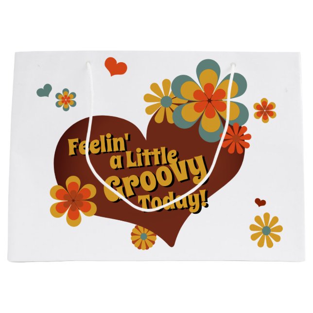 70's Theme Colors Fleurs Super Grand sac cadeau (Devant)