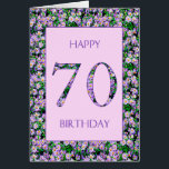 70th Birthday Purple Daisies<br><div class="desc">70th Birthday card for a lady who likes flowers. An elegant birthday card with a background of purple daisy flowers. This is the perfect card for a girl who loves anything floral or purple!</div>