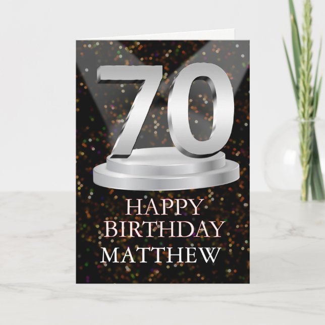 70th Birthday Spotlights Ajouter une carte de nom (Devant)