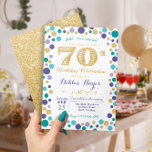 70th Surprise Birthday Party Invitation<br><div class="desc">Purple,  teal and gold 70th Surprise Birthday Party Invite</div>