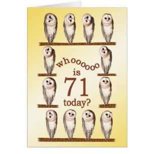 71e anniversaire, Curious owls card.