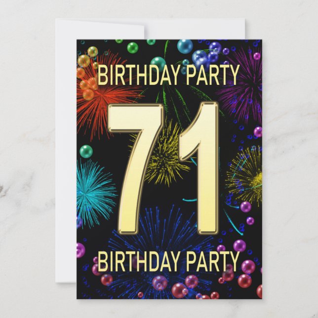 71e anniversaire Invitation fête feux d'artifice (Devant)