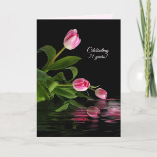 71e anniversaire tulipes roses dans la carte à eau
