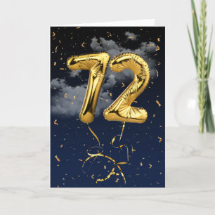 72e Anniversaire Gold Mylar Balloon et carte Confe