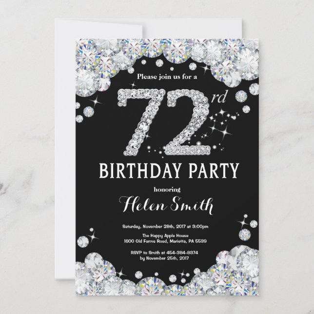 72e anniversaire Invitation Diamant d'argent (Devant)