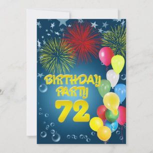 72e fête d'anniversaire Invitation avec ballons