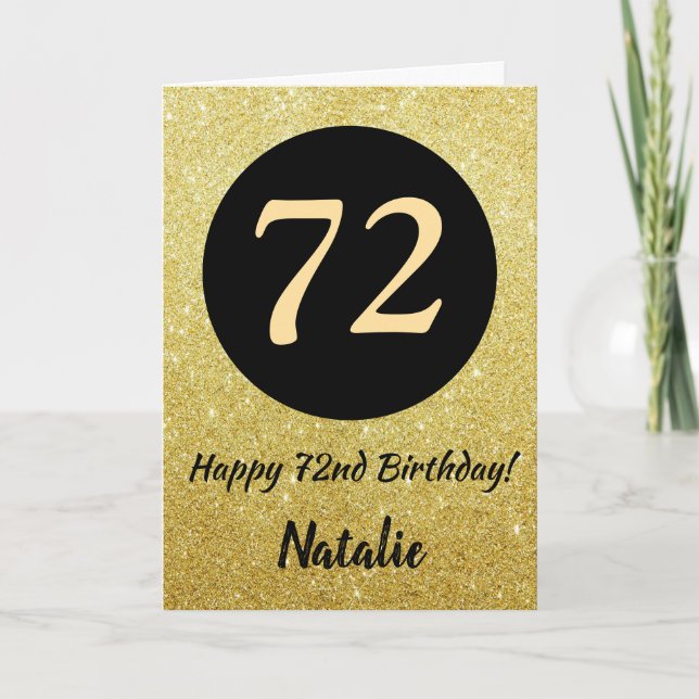 72e Joyeuse carte de Parties scintillant Black and (Devant)