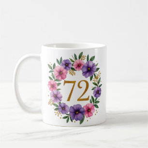 72ème Anniversaire Mug - Couronne florale avec num