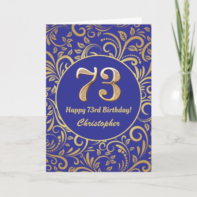 73e anniversaire Marine bleu et or modèle floral (Devant)