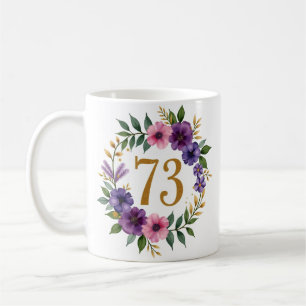73ème Anniversaire Mug - Couronne florale avec num
