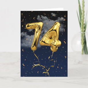 74e Anniversaire Gold Mylar Balloon et carte Confe