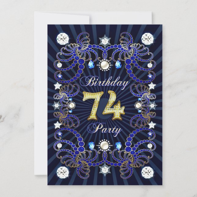 74e anniversaire invitation de fête avec des masse (Devant)