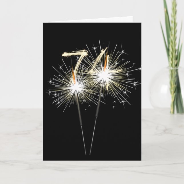74e anniversaire Sparklers sur carte noire (Devant)