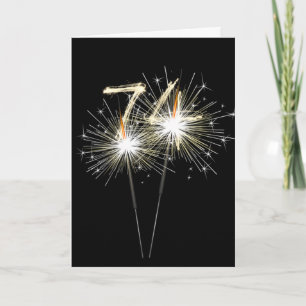 74e anniversaire Sparklers sur carte noire