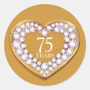 75 ans or diamant autocollants coeur