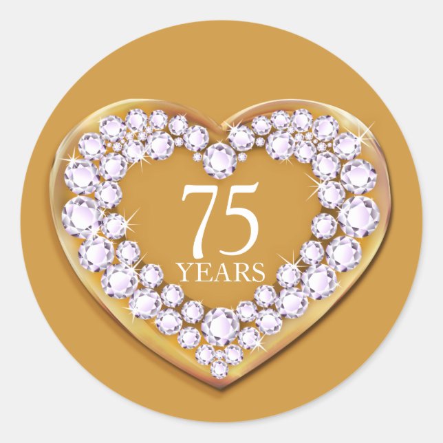 75 ans or diamant autocollants coeur (Devant)
