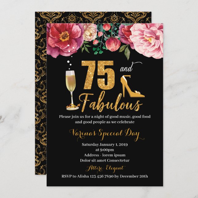 75 et fabuleuse invitation d'anniversaire pour les (Devant / Derrière)