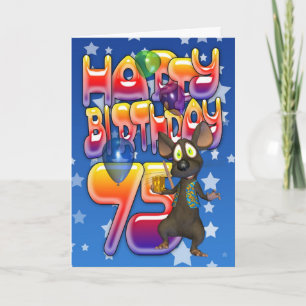 75e Anniversaire Carte mignonne avec petite souris