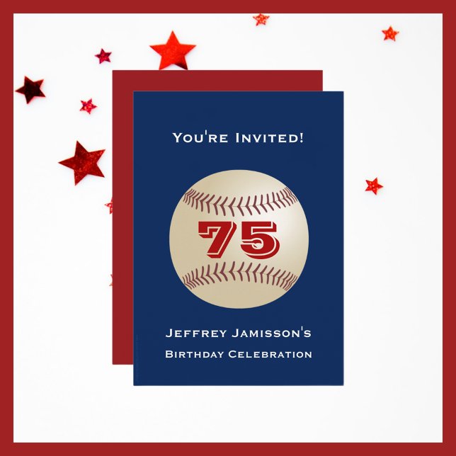 75e anniversaire de la fête Invitation Baseball (Créateur téléchargé)