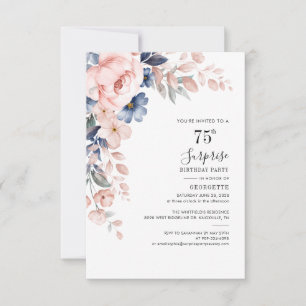 75e anniversaire fête rose florale Invitation